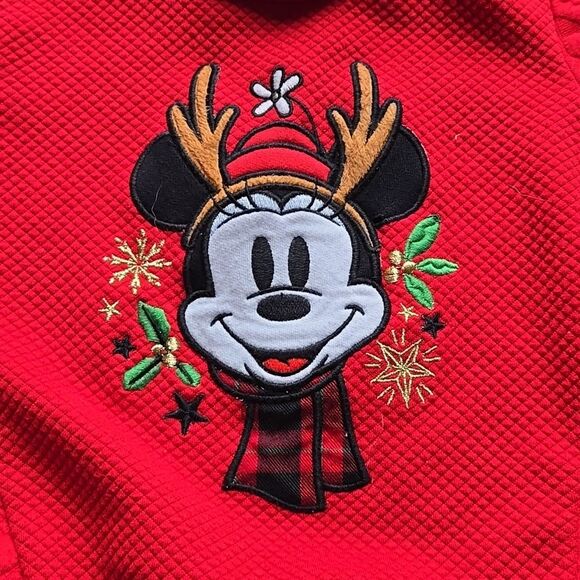 Disney Baby Christmas Sweater Minnie Mouse Reindeer Antlers Red Knit Size 18-24M - Picture 3 of 8